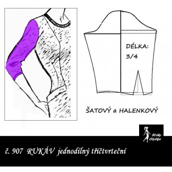 3/4 RUKÁV jednodílný: ŠATOVÝ, HALENKOVÝ 