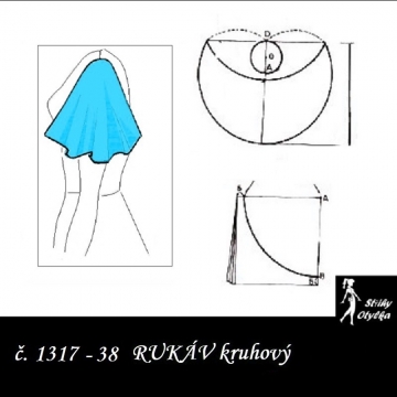 KRÁTKÝ RUKÁV kruhový: ŠATOVÝ, HALENKOVÝ 