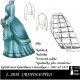 Dámské šaty s honzíkem crinolettes r. 1867 až 1872