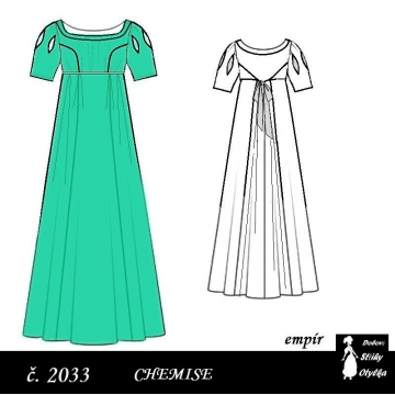 Empírové chemise Sára, r. 1790 až 1820