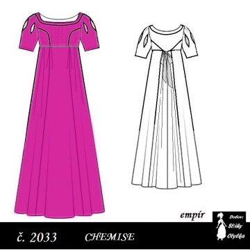 Empírové chemise Sára, r. 1790 až 1820