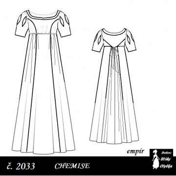 Empírové chemise Sára, r. 1790 až 1820