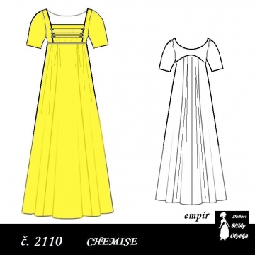 Empírové chemise Alisie, r. 1790 až 1820