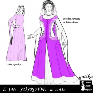 Surcotte šněrovací a cotte s pachy