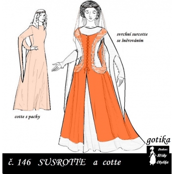 Surcotte šněrovací a cotte s pachy