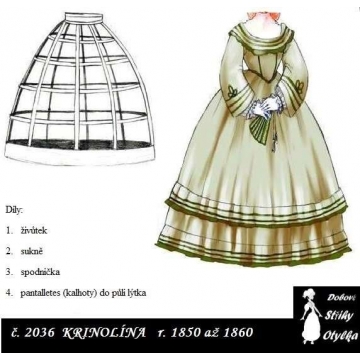 Rokokové šaty polonaise  Markéta, r. 1850 až 1860