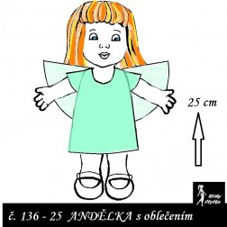 Andělka Andulka tělíčko, oblečky PDF, VP 20 cm