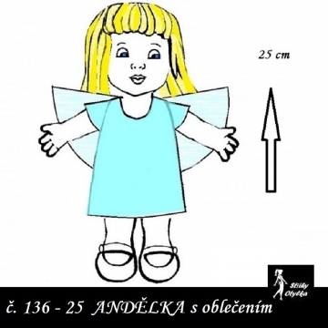 Andělka Andulka tělíčko, oblečky PDF, VP 20 cm
